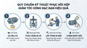 Quy chuẩn kỹ thuật phục hồi hộp giảm tốc hỏng bạc đạn hiệu quả.