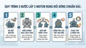 Quy trình 5 bước lắp 2 motor rung đối xứng chuẩn xác.