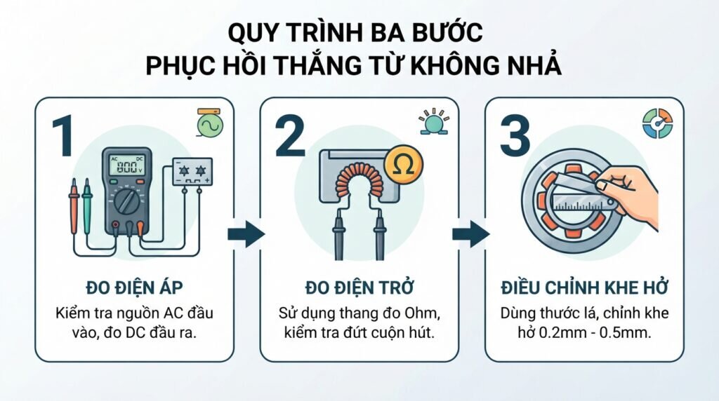 Quy trình ba bước phục hồi thắng từ không nhả.