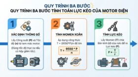 Quy trình ba bước tính toán lực kéo của motor điện.