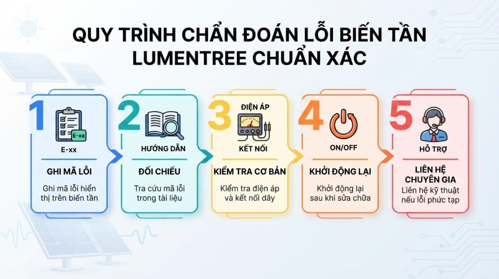 Quy trình chẩn đoán lỗi biến tần lumentree chuẩn xác
