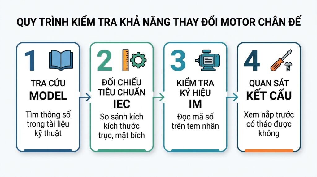 Quy trình kiểm tra khả năng thay đổi motor chân đế.