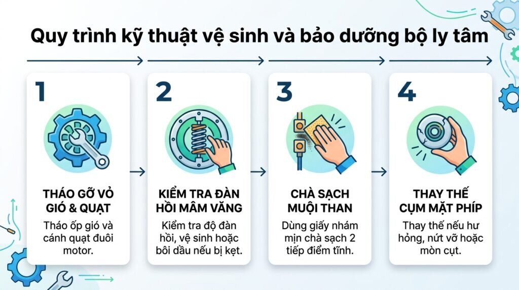 Quy trình kỹ thuật vệ sinh và bảo dưỡng bộ ly tâm.