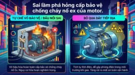 Sai lầm phá hỏng cấp bảo vệ chống cháy nổ ex của motor.