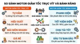 So sánh motor giảm tốc trục vít và bánh răng chính xác.