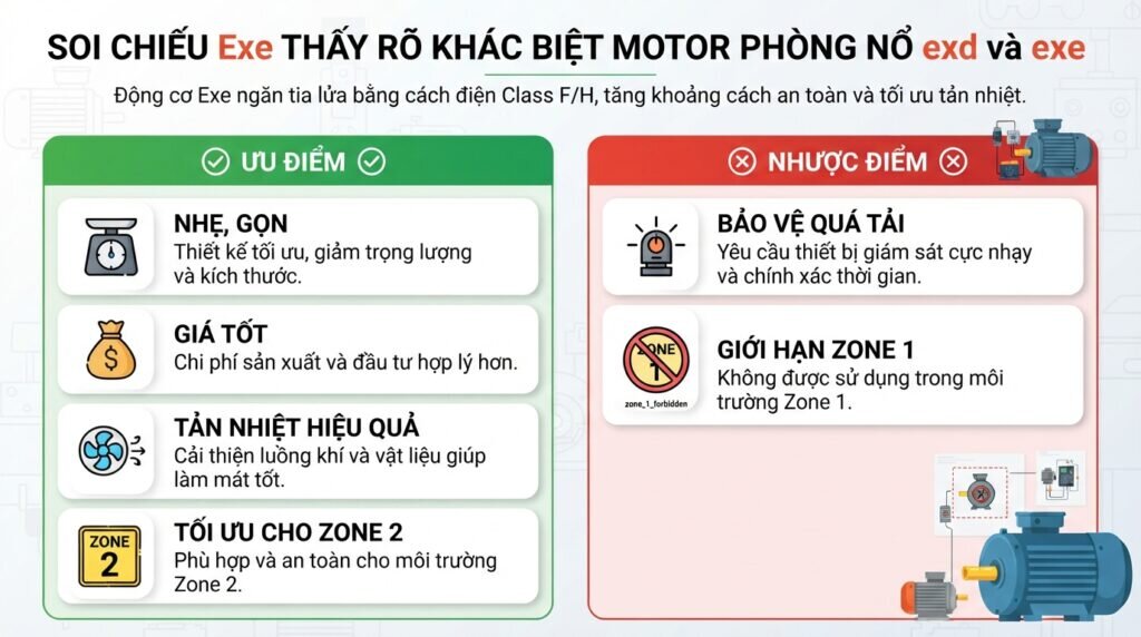 Soi chiếu Exe thấy rõ khác biệt motor phòng nổ exd và exe.