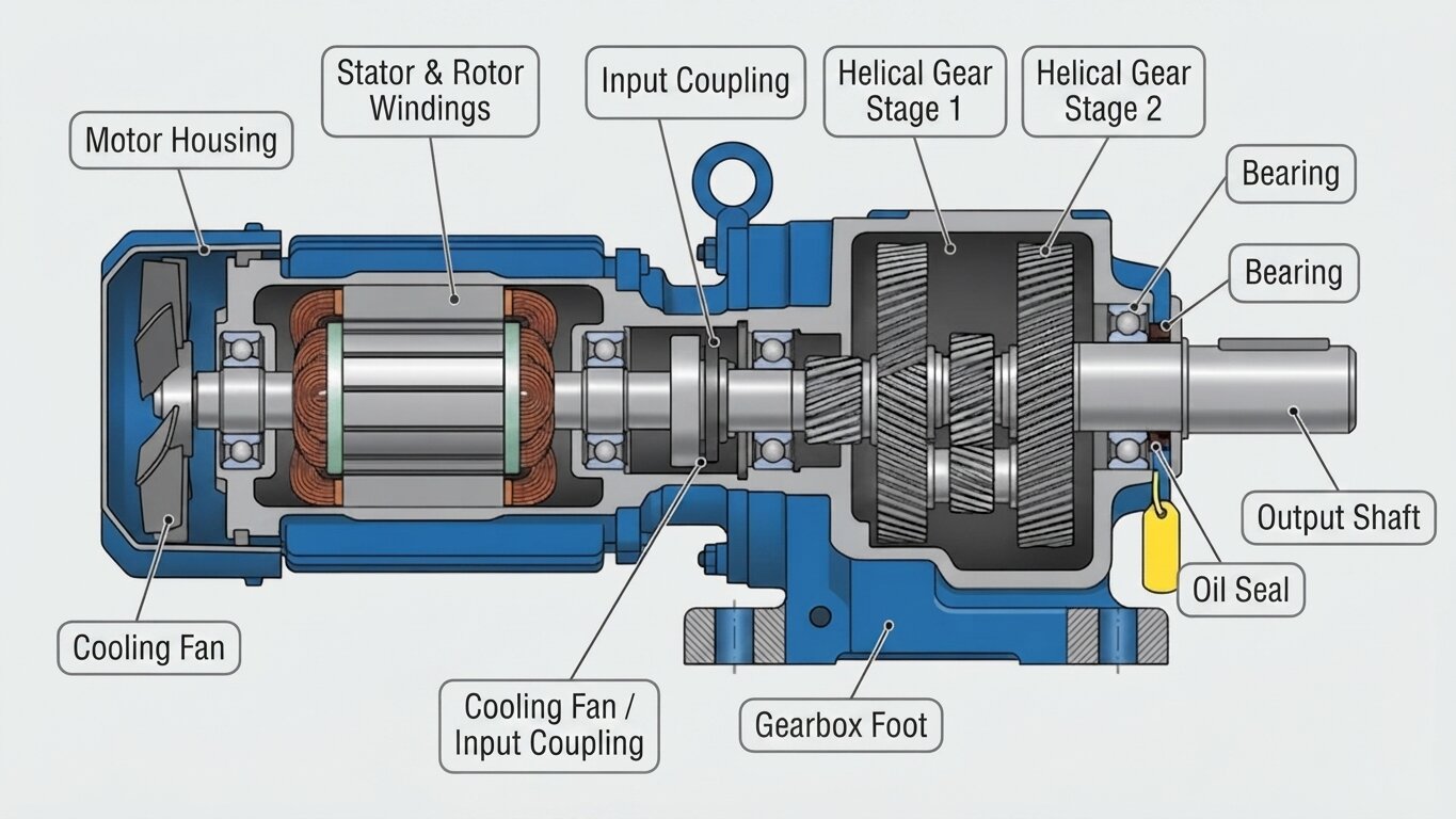 Heavy duty gear motor structure