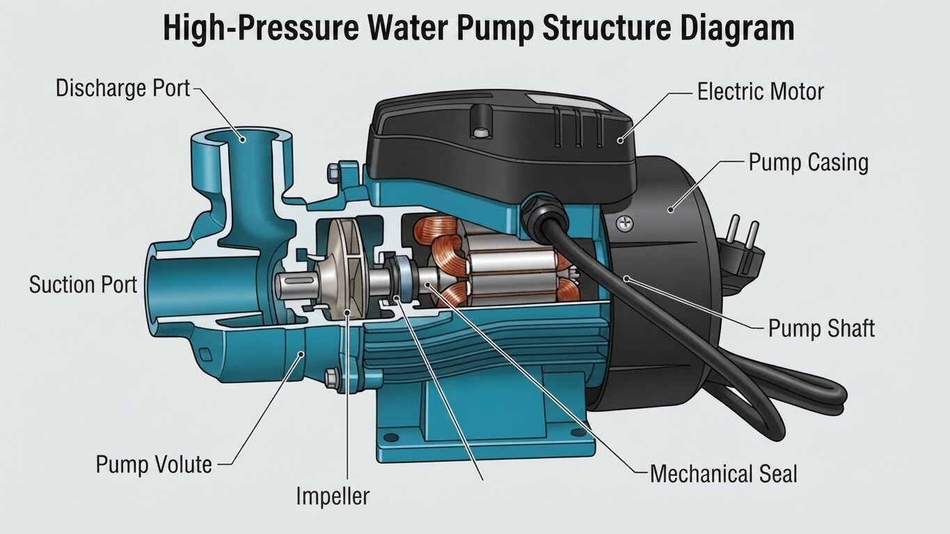 Structure of a high head water pump