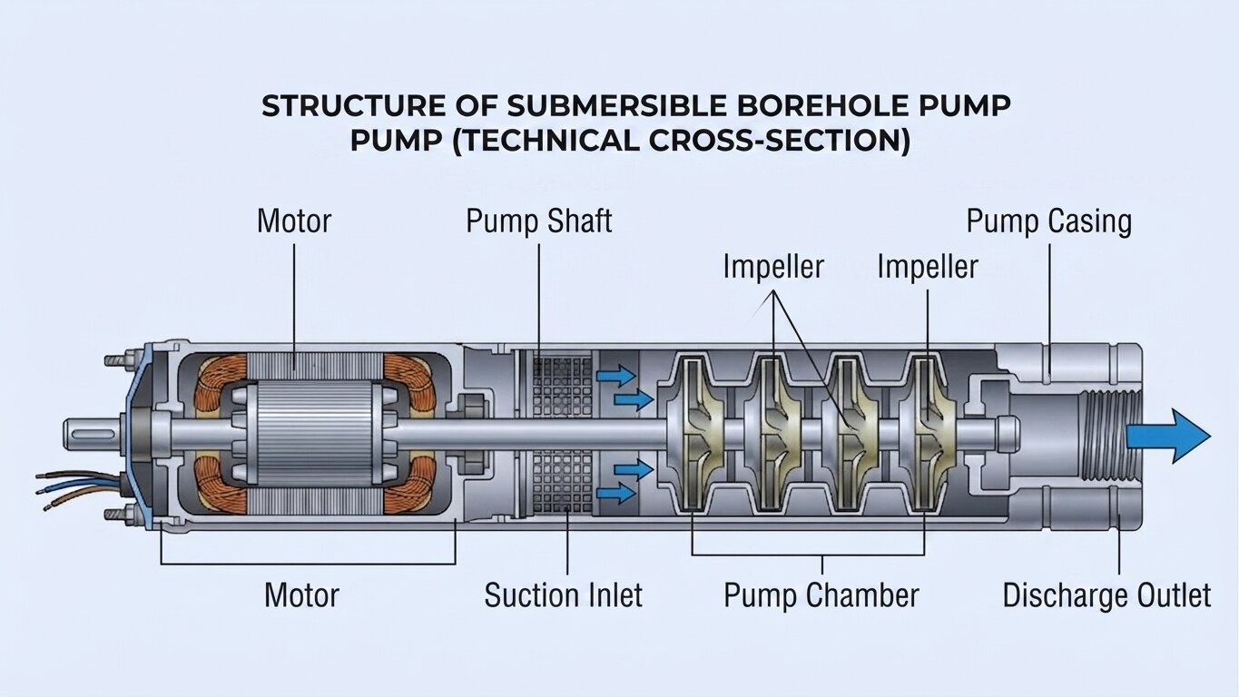 Structure of borehole pumps