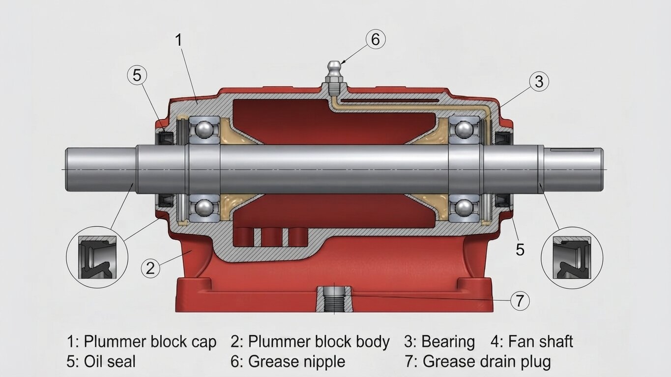 Structure of the centrifugal fan bearing under 10kW