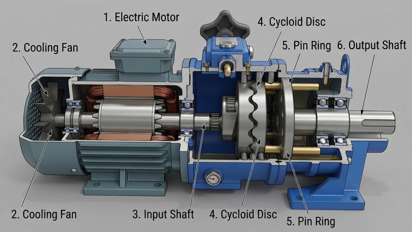 Structure of Cycloid Gear Motors