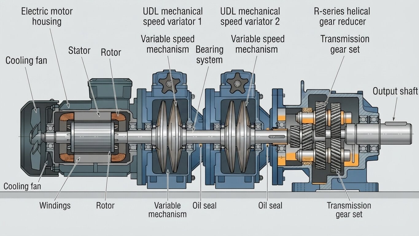 Structure of R-Series Inline Helical Gear Motors