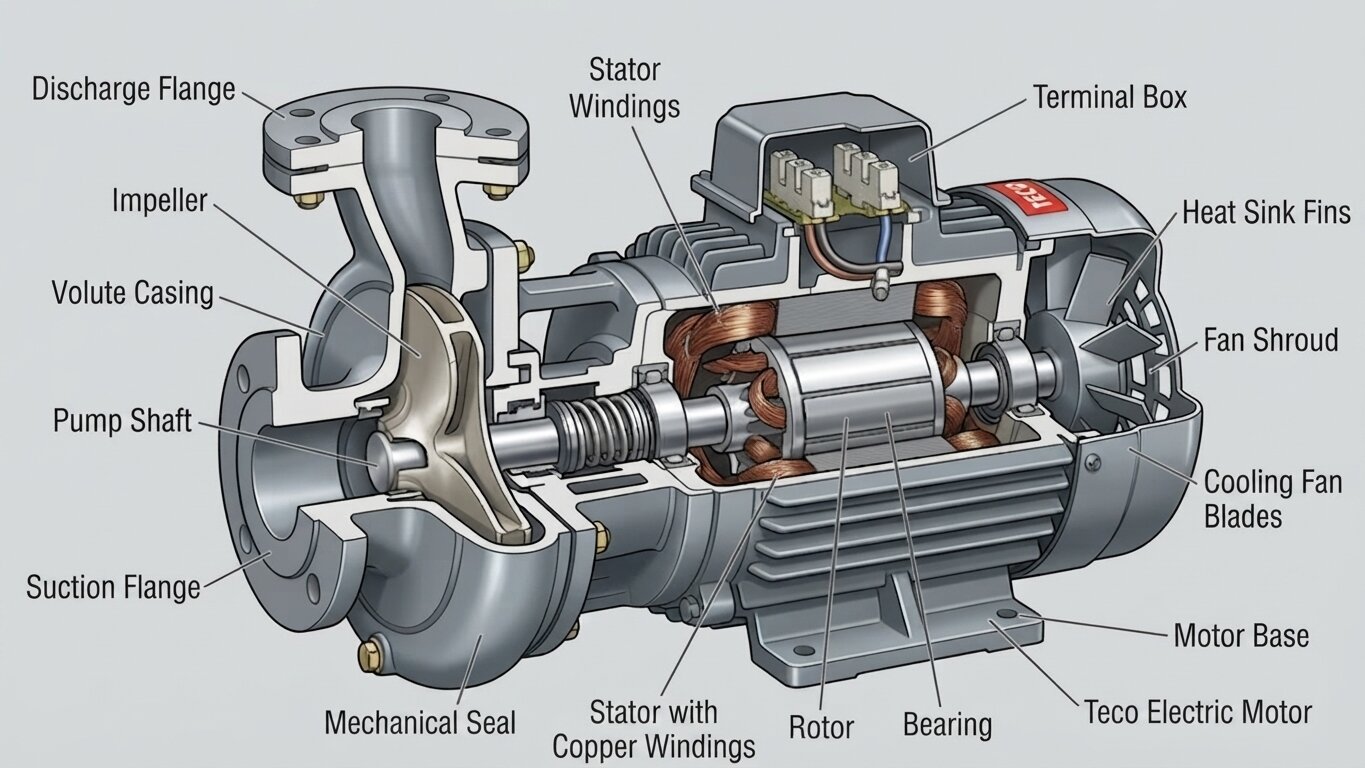 Structure of the TECO water pump series