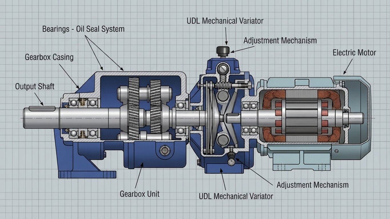 Structure of the UDL variable speed gear motor