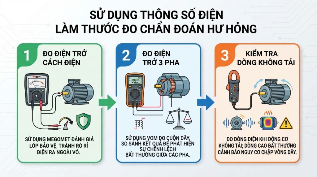 Sử dụng thông số điện làm thước đo chẩn đoán hư hỏng.