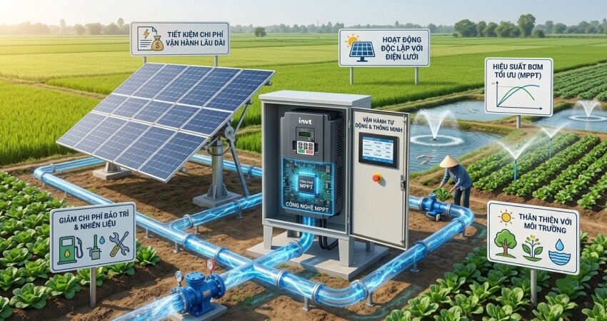 Sự tối ưu hóa của biến tần trong hệ thống biến tần bơm nước năng lượng mặt trời