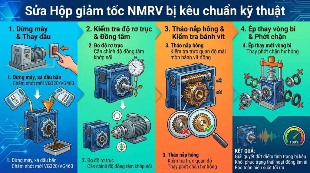 Sửa Hộp giảm tốc NMRV bị kêu chuẩn kỹ thuật