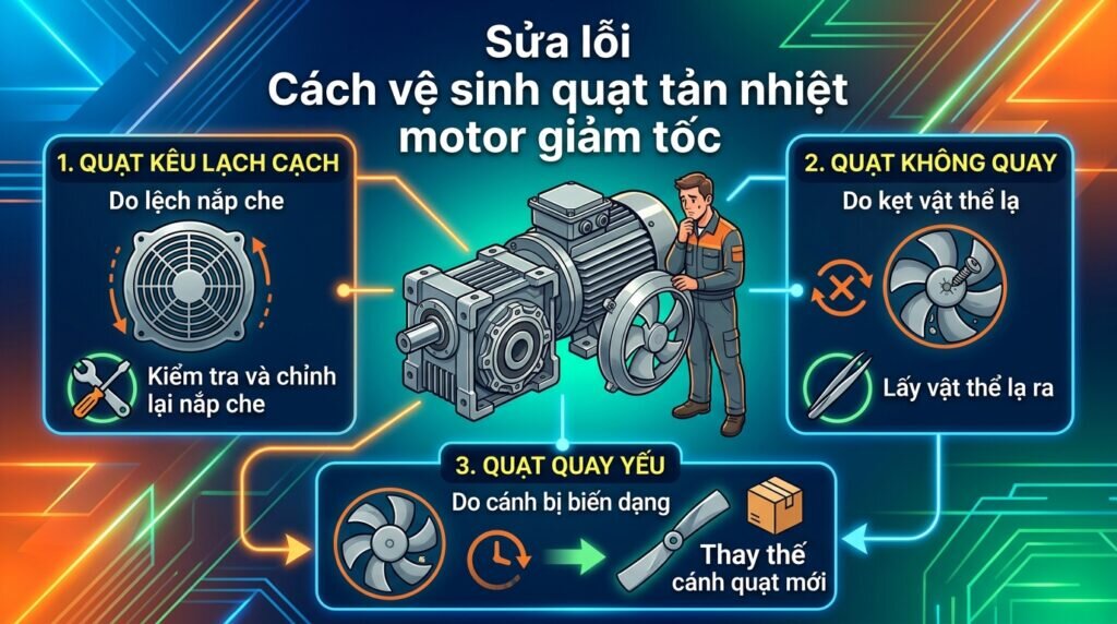 Sửa lỗi Cách vệ sinh quạt tản nhiệt motor giảm tốc