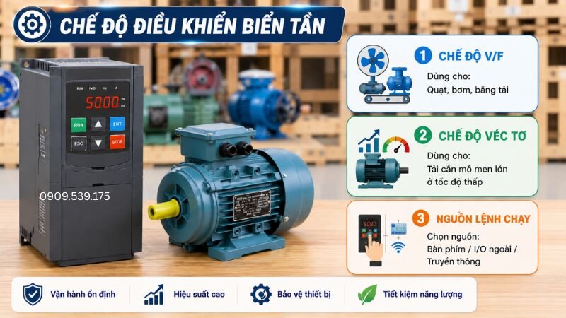 Chọn chế độ điều khiển phù hợp với đặc tính và yêu cầu của tải