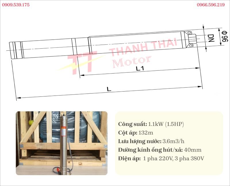 Thông số kỹ thuật và bản vẽ máy bơm hoả tiễn 1.1kW 1.5Hp
