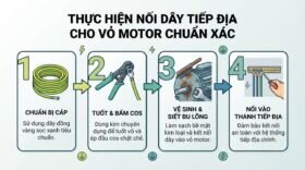 Thực hiện nối dây tiếp địa cho vỏ motor chuẩn xác.