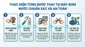 Thực hiện từng bước thay tụ máy bơm nước chuẩn xác và an toàn.