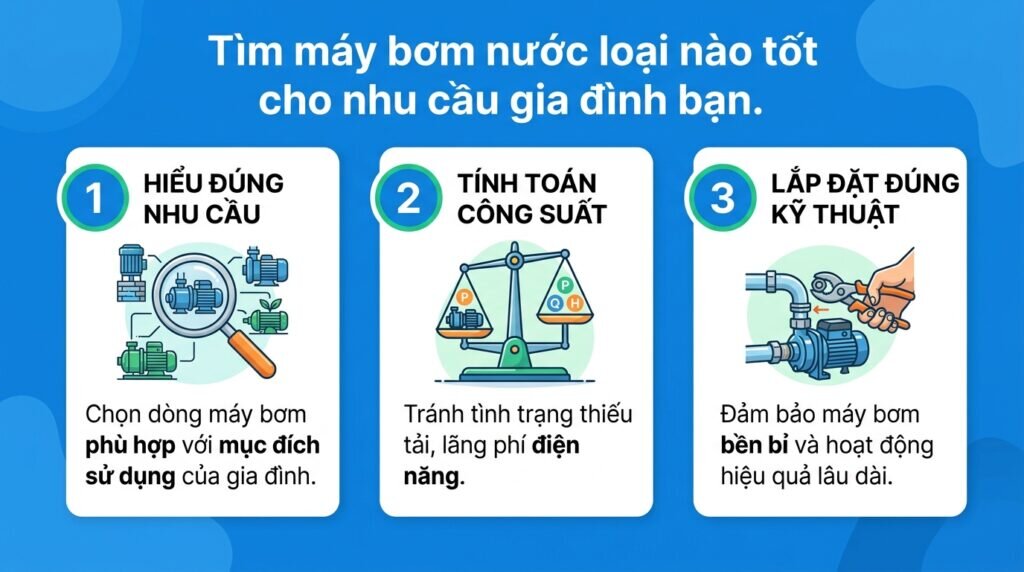Tìm máy bơm nước loại nào tốt cho nhu cầu gia đình bạn.