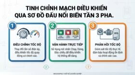 Tinh chỉnh mạch điều khiển qua sơ đồ đấu nối biến tần 3 pha.