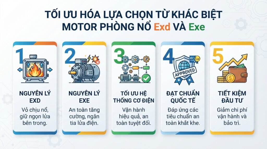 Tối ưu hóa lựa chọn từ khác biệt motor phòng nổ exd và exe.