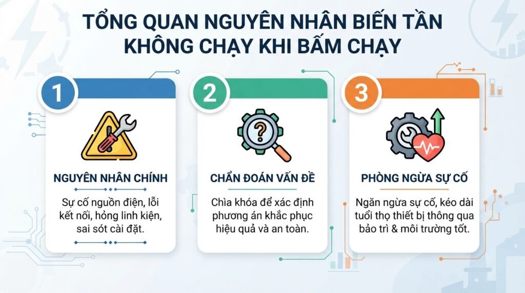Tổng quan nguyên nhân biến tần không chạy khi bấm chạy.