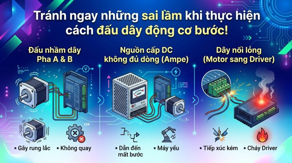 Tránh ngay những sai lầm khi thực hiện cách đấu dây động cơ bước!