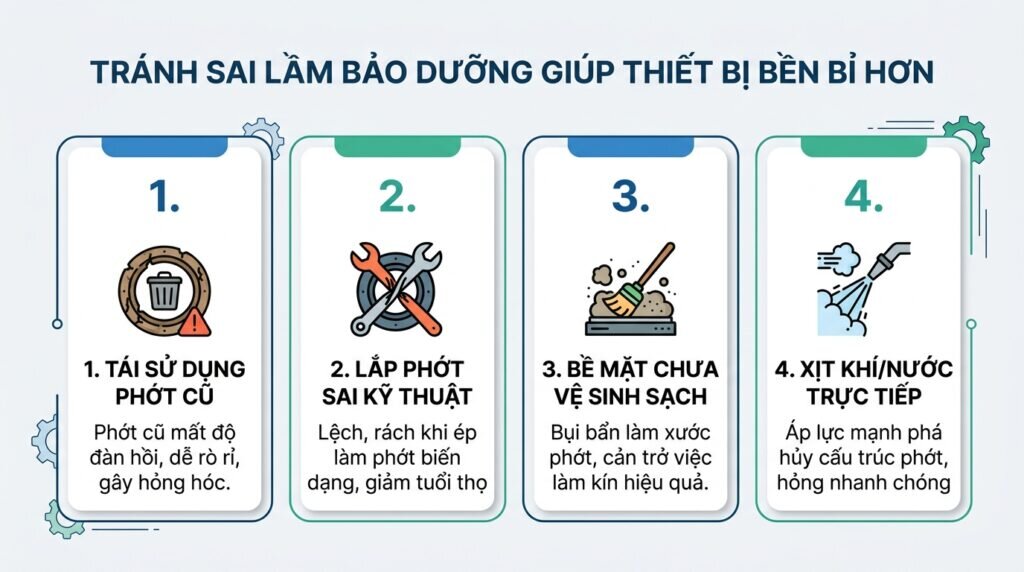 Tránh sai lầm bảo dưỡng giúp thiết bị bền bỉ hơn.