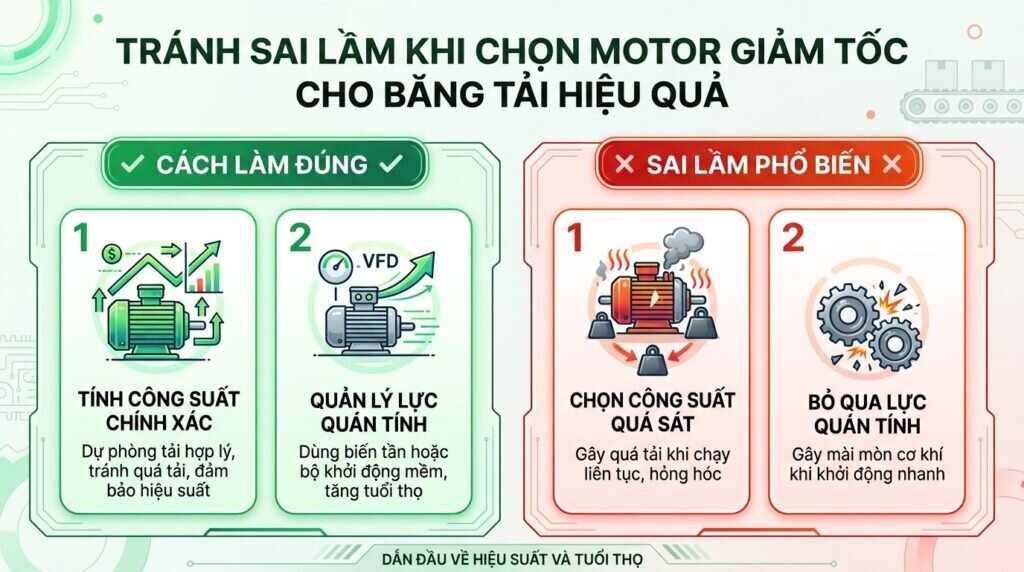 Tránh sai lầm khi chọn motor giảm tốc cho băng tải hiệu quả.
