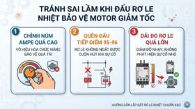 Tránh sai lầm khi đấu rơ le nhiệt bảo vệ motor giảm tốc.