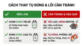 Tránh sai lầm kỹ thuật khi thay tụ cho motor giảm tốc.
