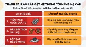 Tránh sai lầm lắp đặt hệ thống tời nâng hạ cáp.