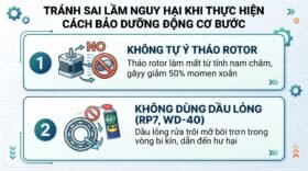 Tránh sai lầm nguy hại khi thực hiện cách bảo dưỡng động cơ bước.