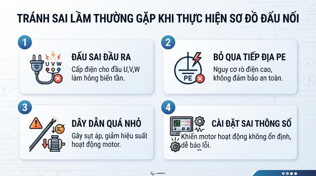 Tránh sai lầm thường gặp khi thực hiện sơ đồ đấu nối.
