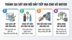 Tránh sai sót khi nối dây tiếp địa cho vỏ motor.