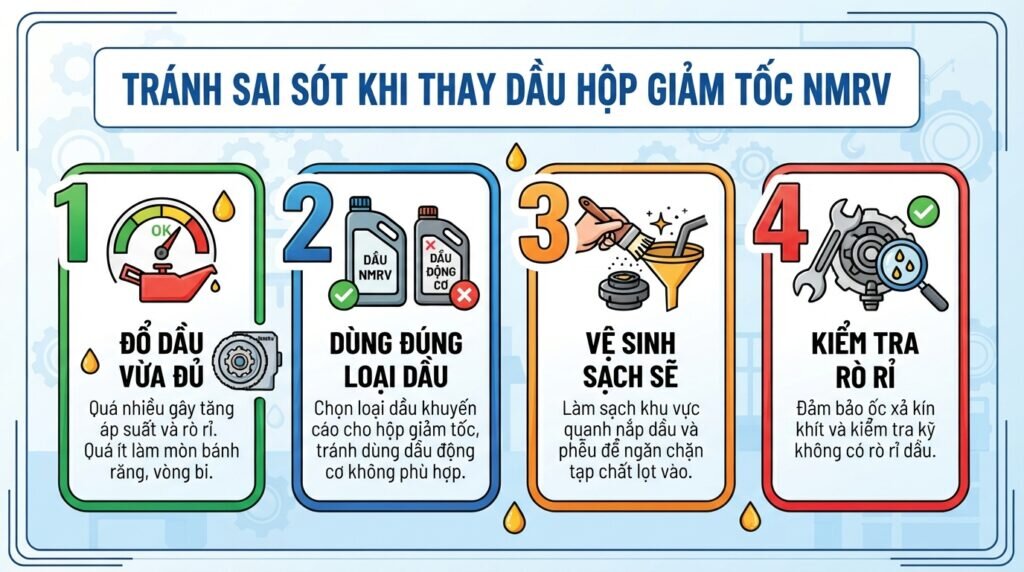 Tránh sai sót khi thay dầu hộp giảm tốc NMRV.