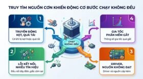 Truy tìm nguồn cơn khiến động cơ bước chạy không đều.