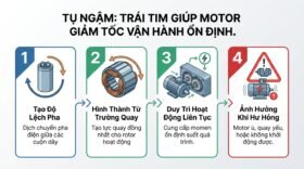 Tụ ngậm: trái tim giúp motor giảm tốc vận hành ổn định.
