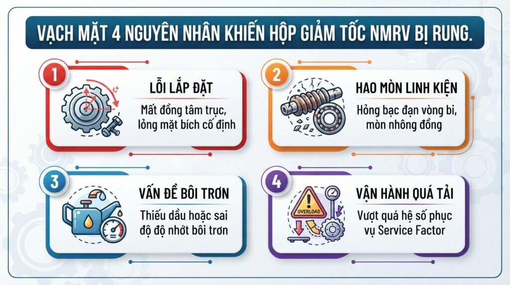 Vạch mặt 4 nguyên nhân khiến hộp giảm tốc NMRV bị rung.