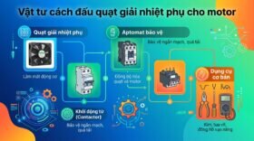 Vật tư cách đấu quạt giải nhiệt phụ cho motor