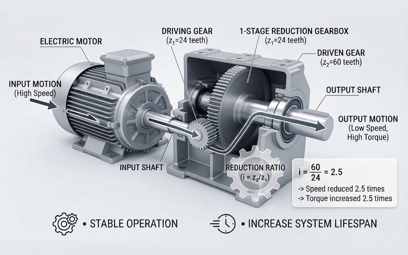 Operating principle of a 1-Stage Gearbox