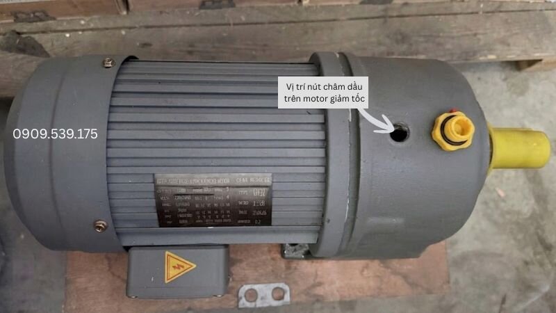 Xác định đúng vị trí nút châm dầu trên motor giảm tốc để tránh đổ dầu nhầm