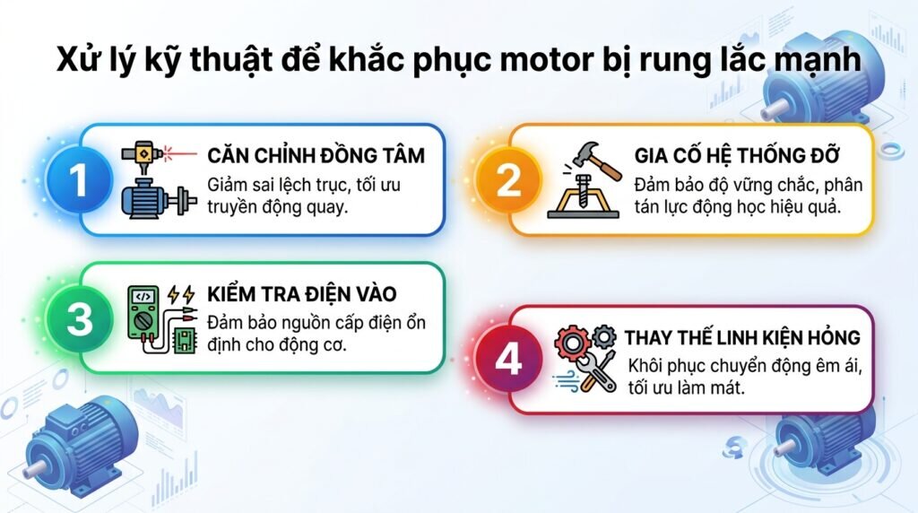 Xử lý kỹ thuật để khắc phục motor bị rung lắc mạnh.