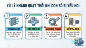 Xử lý nhanh quạt thổi khí con sò bị yếu hơi.