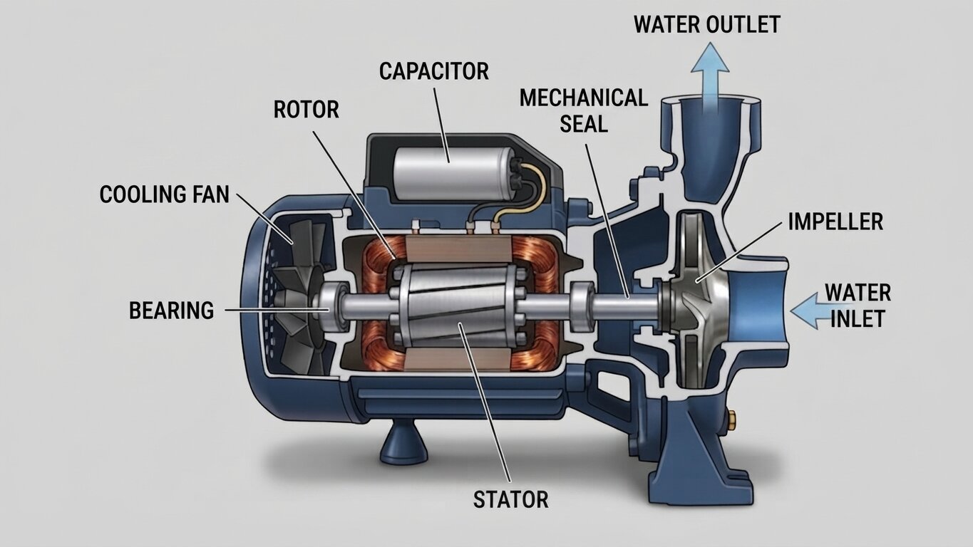 1-Phase water pump structure
