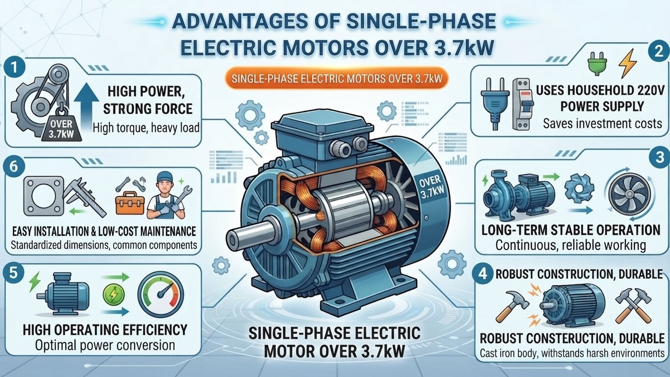 Advantages of 1-Phase Electric Motors above 3.7kW.